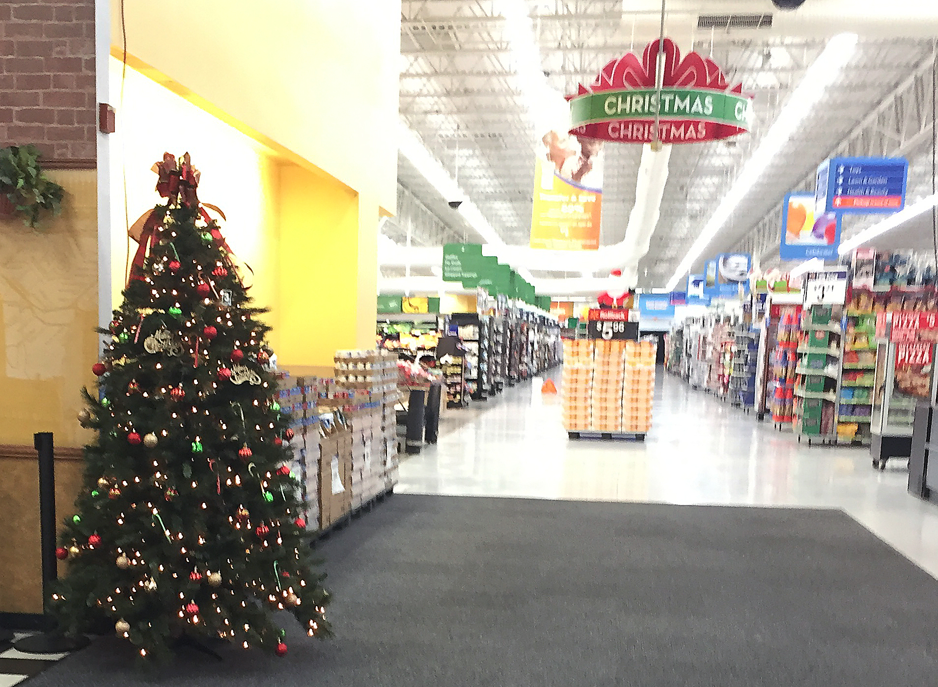 Update Walmart  replaces Christmas  trees at entrances 