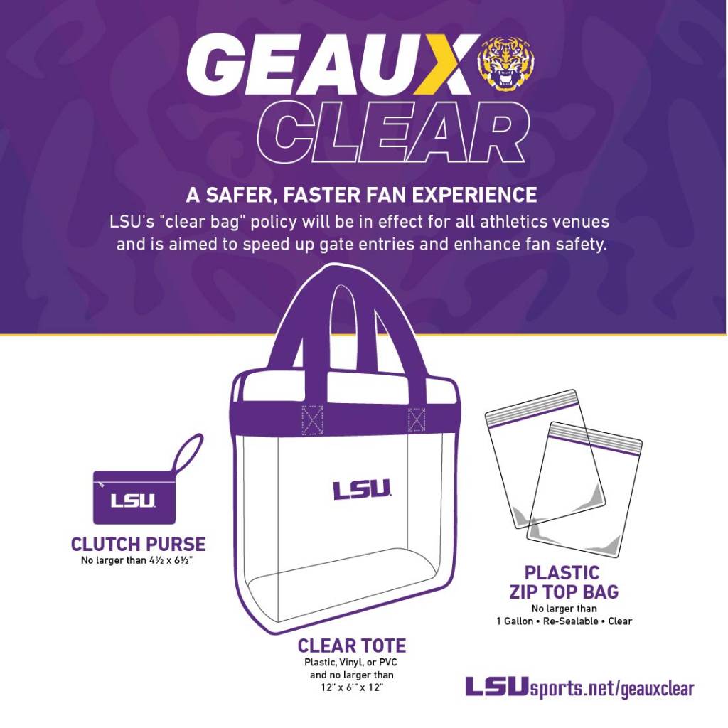 Reminder: 'Geaux Clear' Bag Policy In Effect – LSU