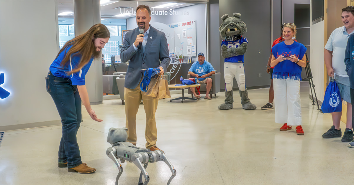 Sparks and barks: LA Tech’s College of Engineering and Science unveils robot dog ambassador