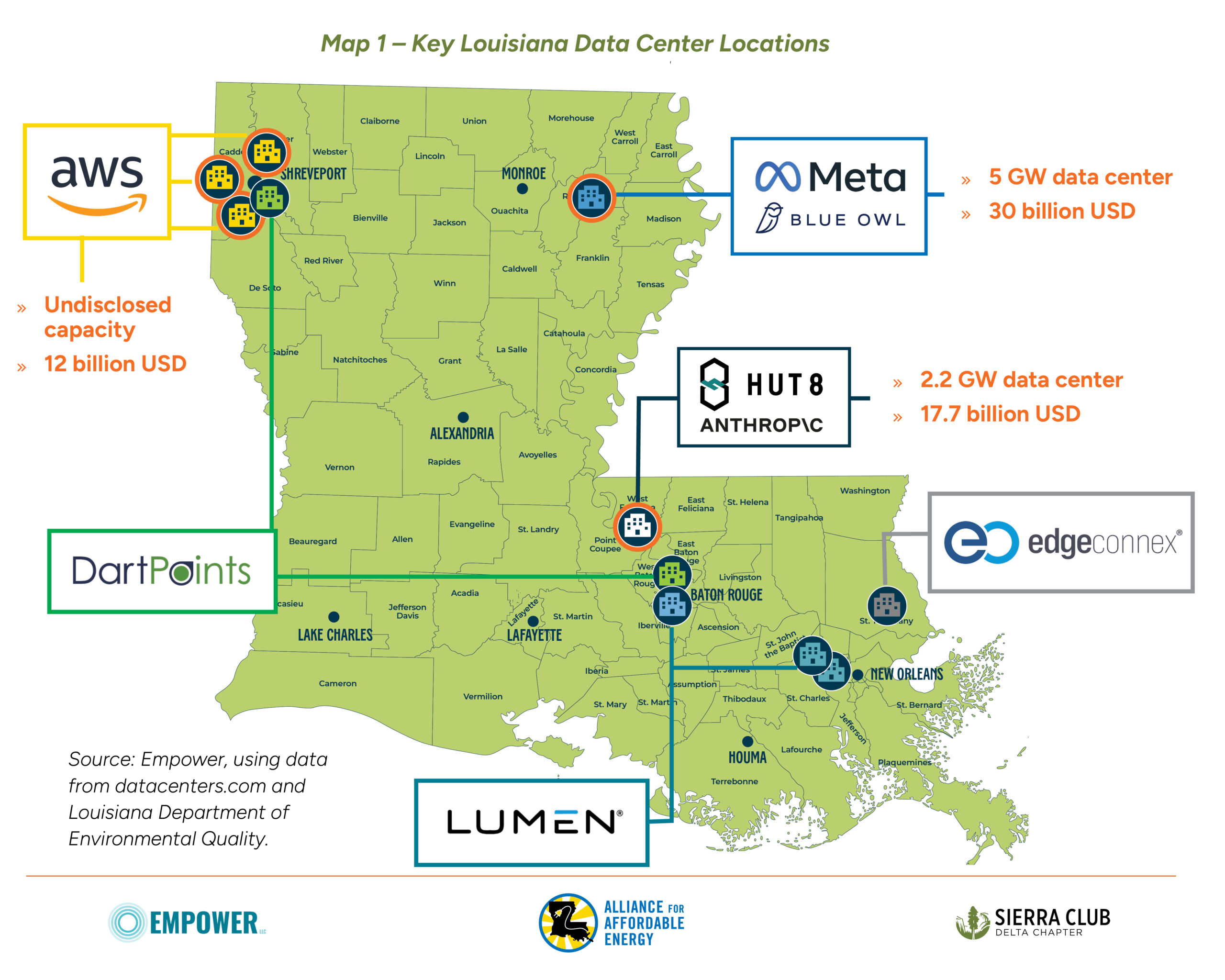 As larger AI data centers race into Louisiana, new report finds ratepayers could be left with half the cost